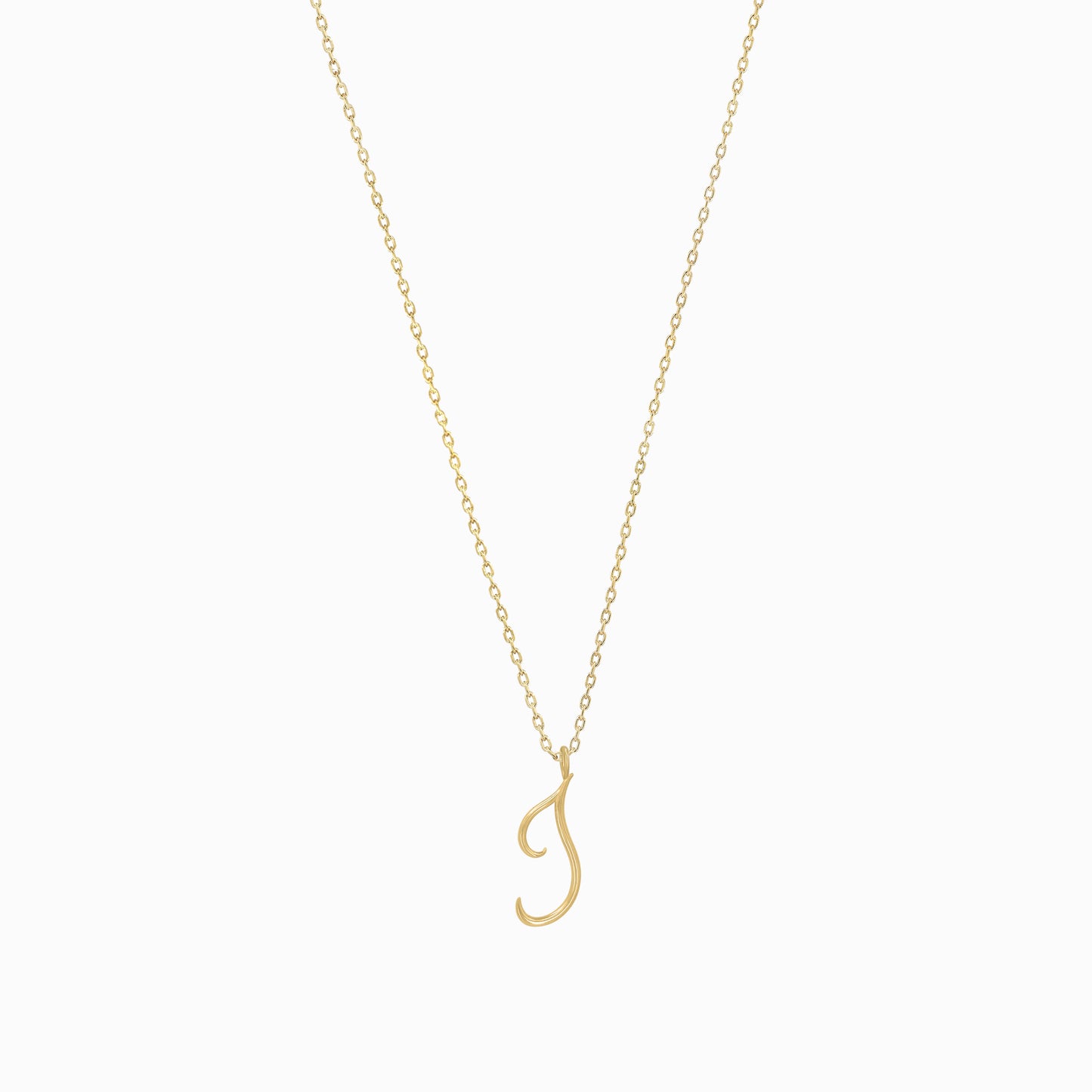 J Script Initial Letter Necklace 14K Gold