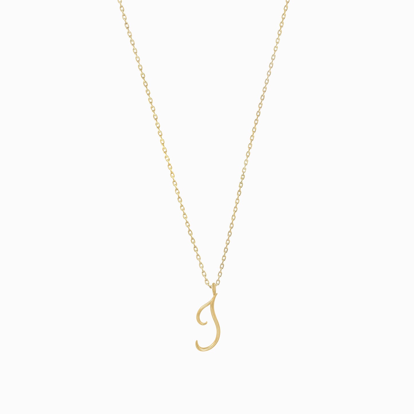 J Script Initial Letter Necklace 14K Gold