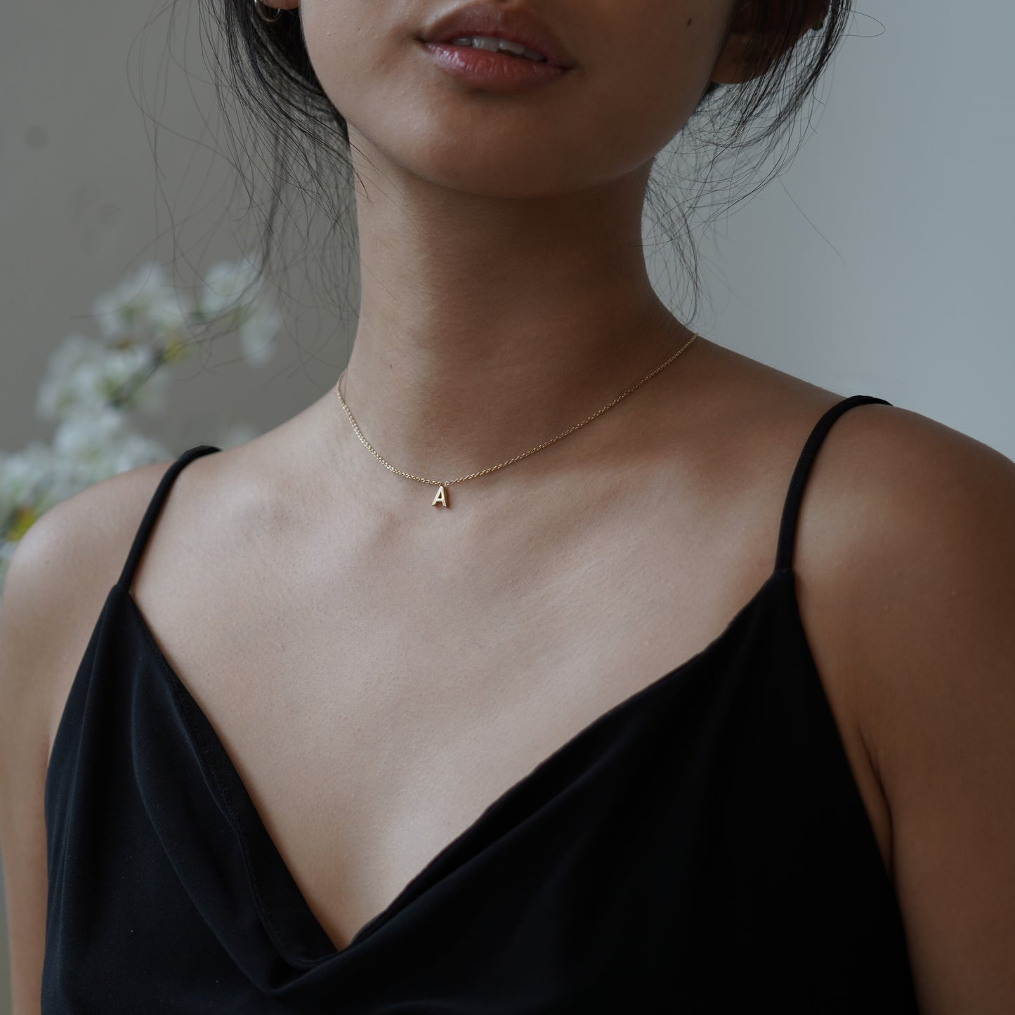 M Initial Letter Necklace Sterling Silver