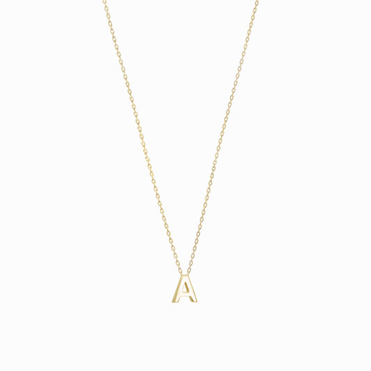 A Initial Letter 14k Solid Gold Necklace