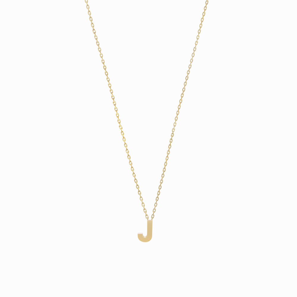 J Initial Letter Necklace 14K Gold