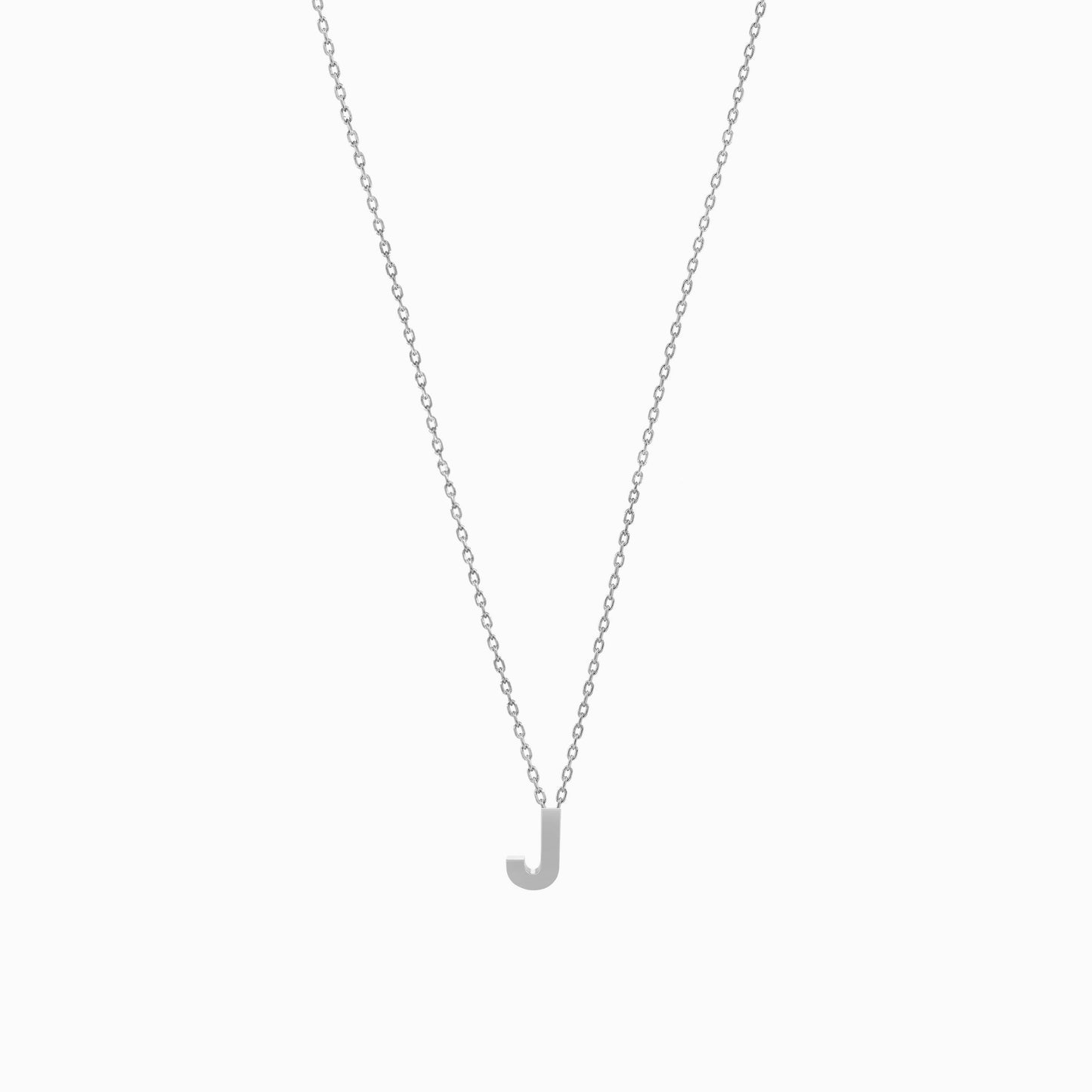 J Initial Letter Necklace Sterling Silver