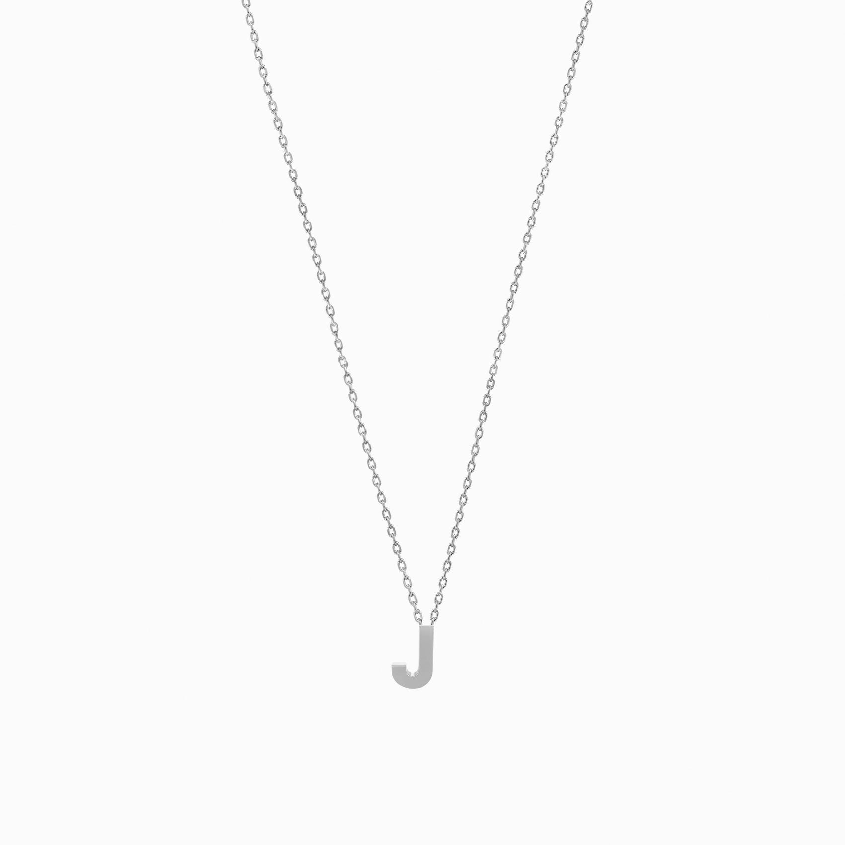 J Initial Letter Necklace Sterling Silver