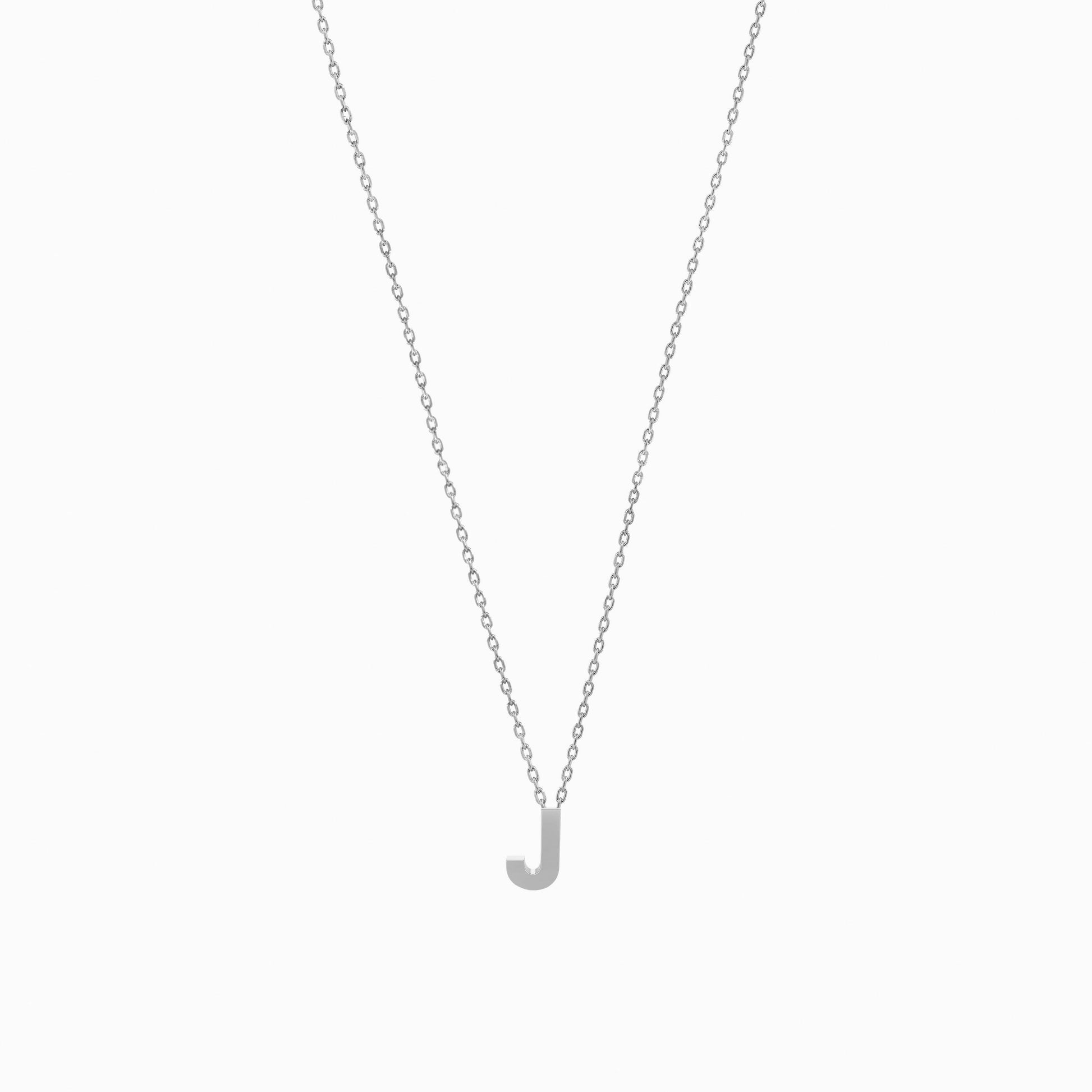J Initial Letter Necklace Sterling Silver