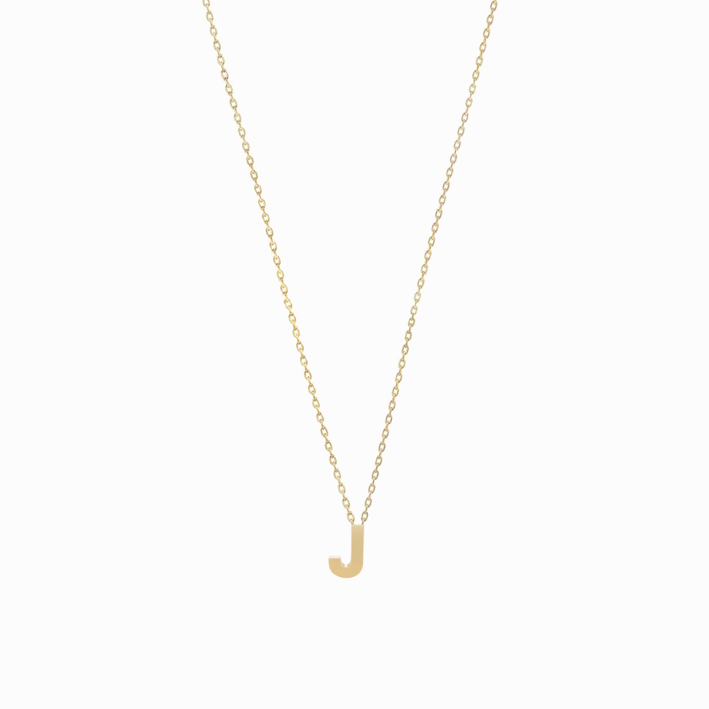 J Initial Letter Necklace 14K Solid Gold