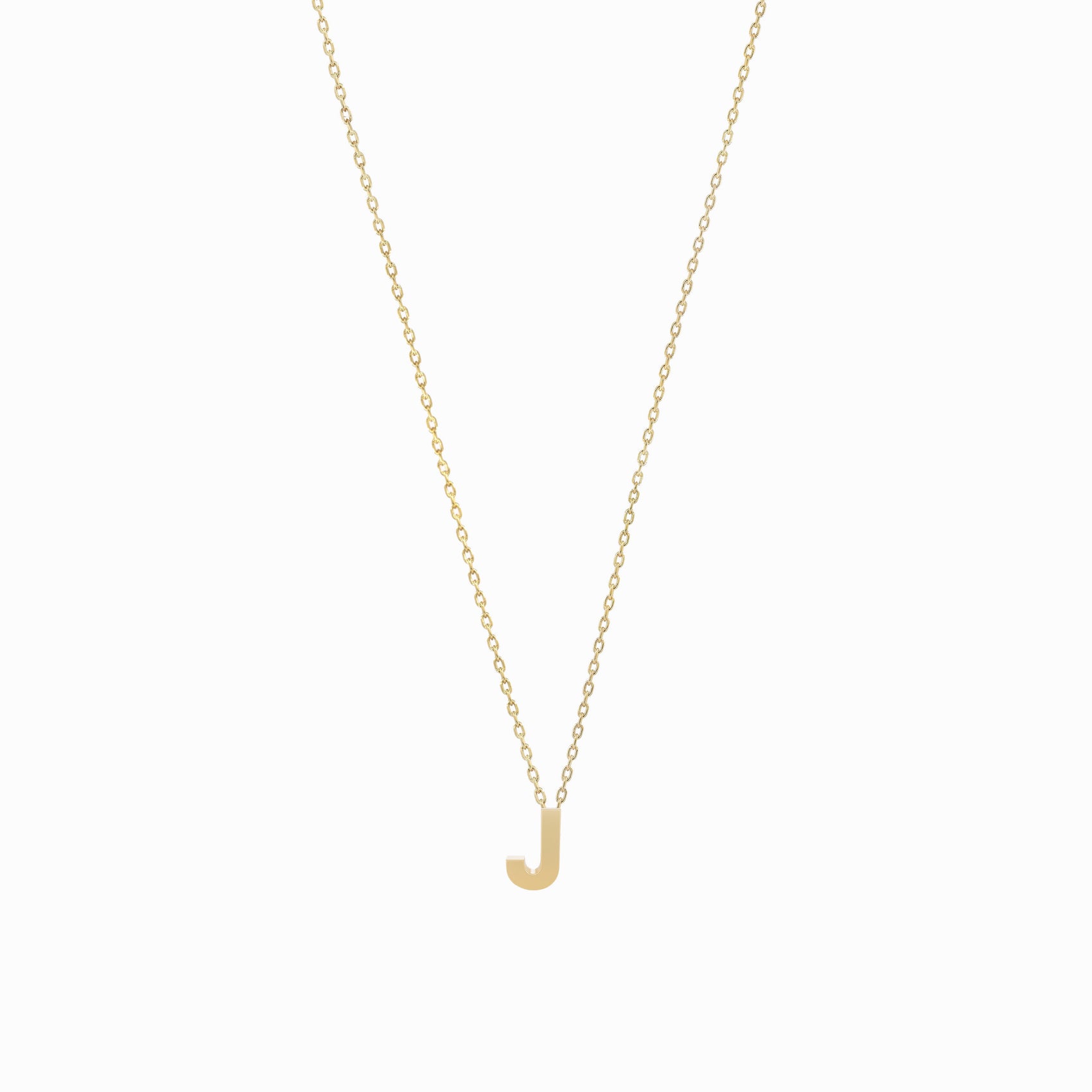 J Initial Letter Necklace 14K Solid Gold