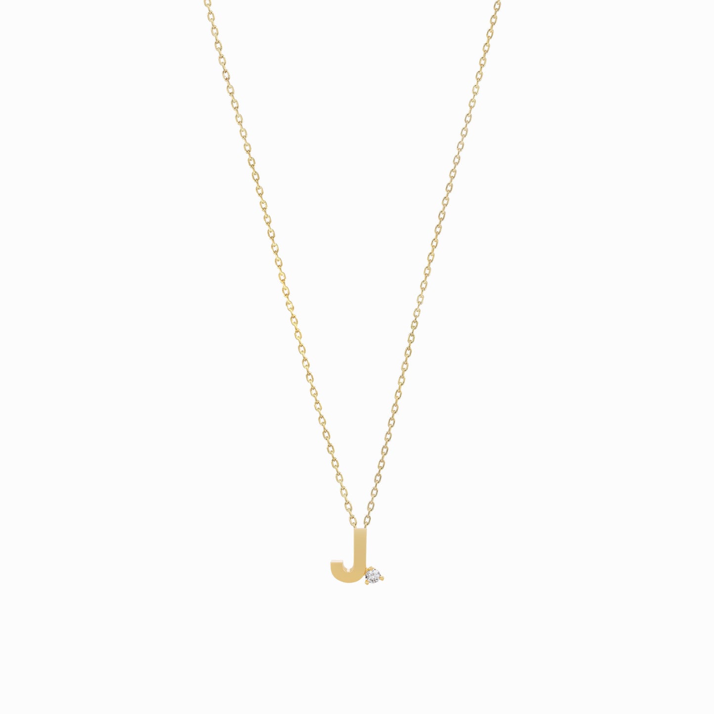 J Initial Letter One Lab Diamond Necklace 14K Gold