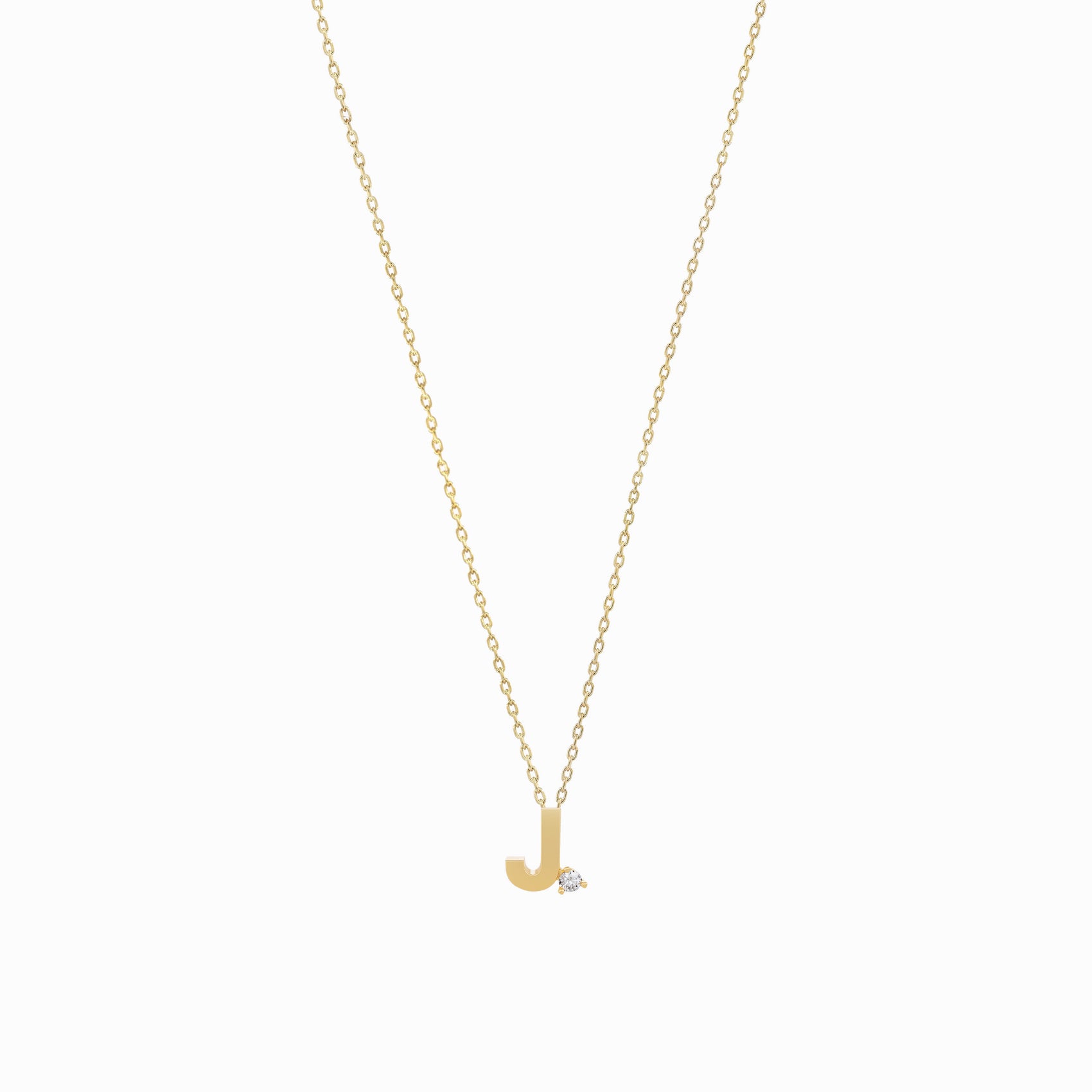 J Initial Letter One Lab Diamond Necklace 14K Gold