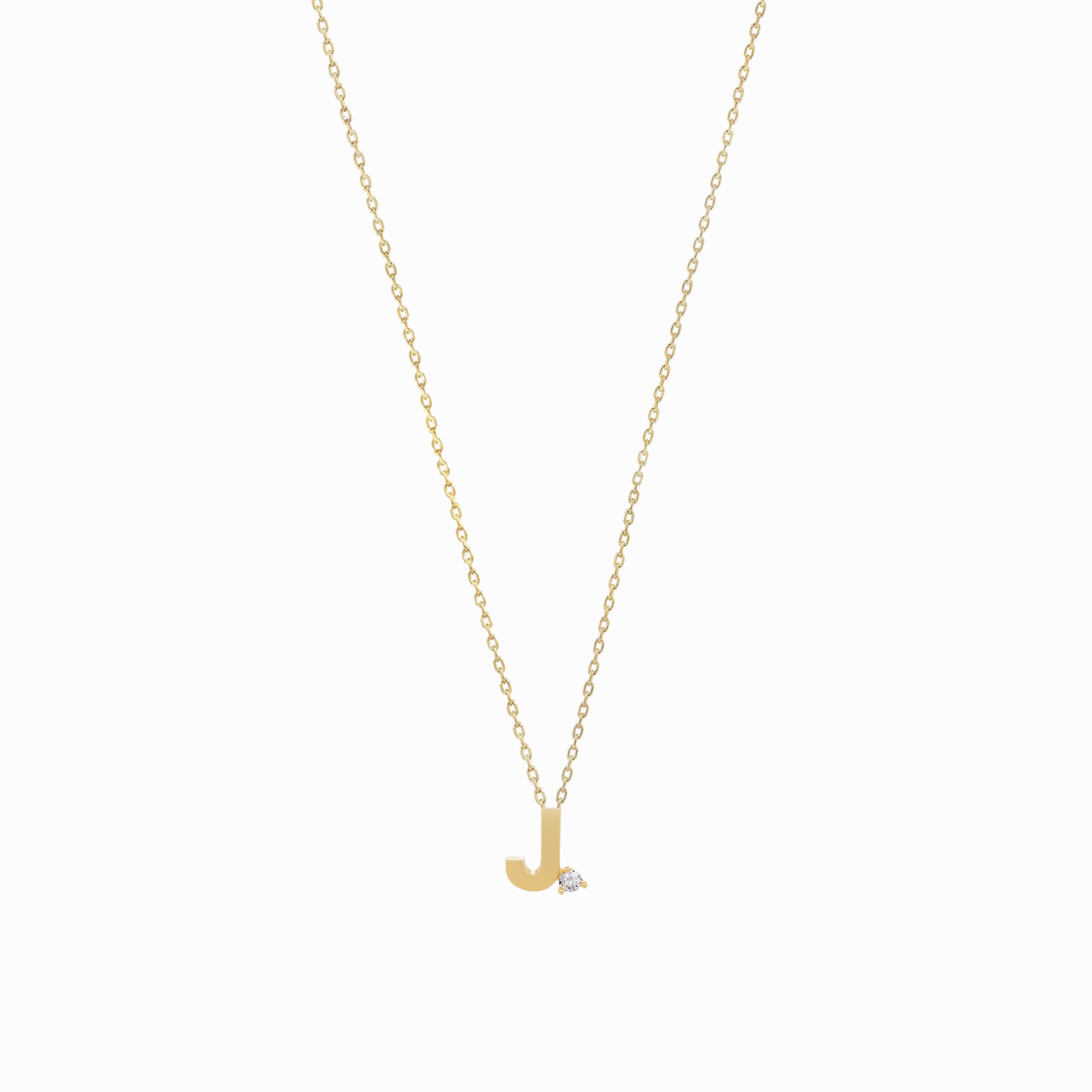 J Initial Letter One Lab Diamond Necklace 14K Gold