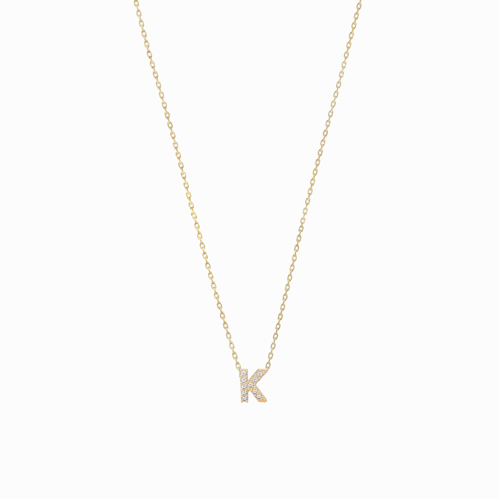 K Initial Letter Lab Diamond Necklace 14K Gold