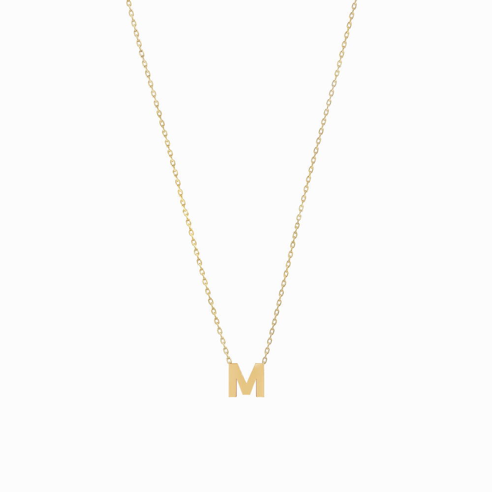 M Initial Letter Gold Necklace