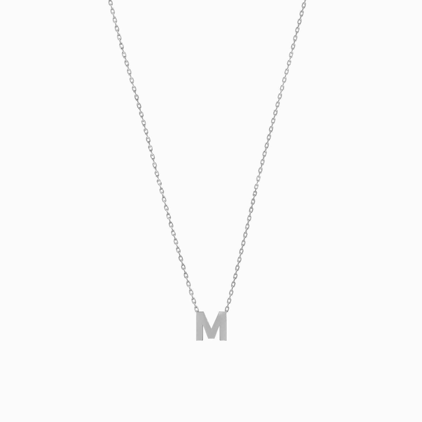 M Initial Letter Necklace Sterling Silver