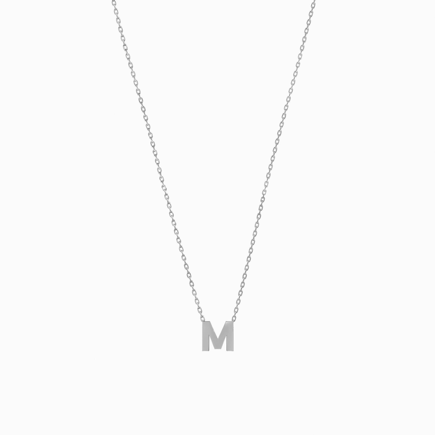 M Initial Letter Necklace Sterling Silver