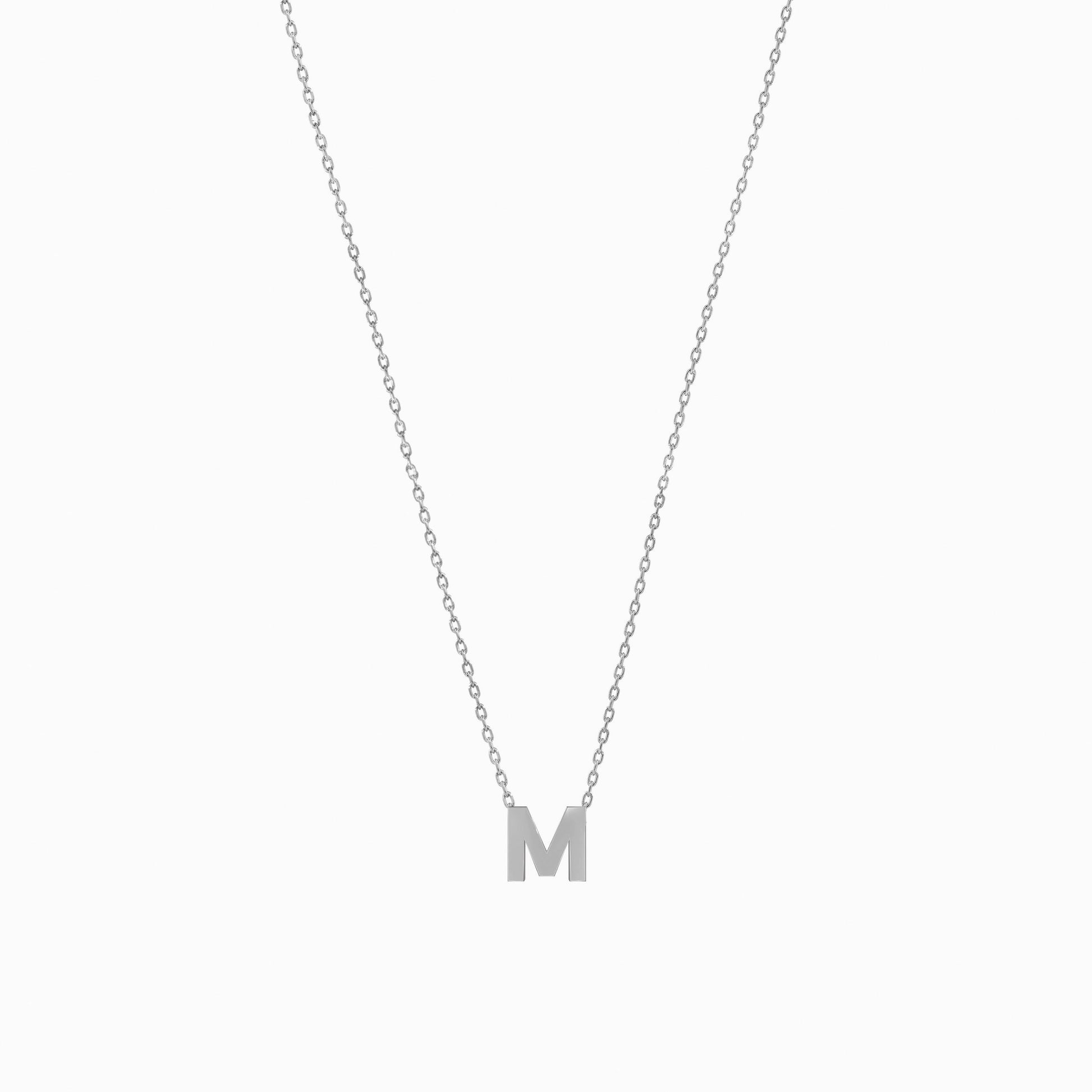 M Initial Letter Necklace Sterling Silver