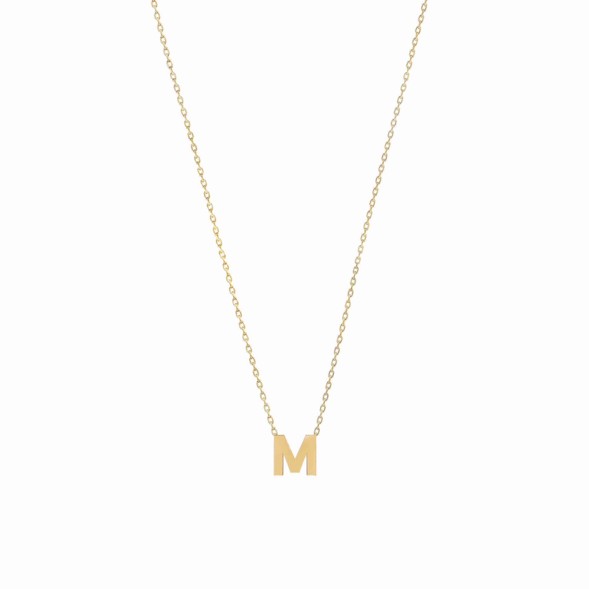 M Initial Letter Gold Necklace