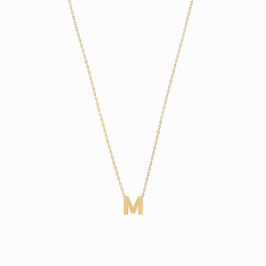 M Initial Letter Gold Necklace