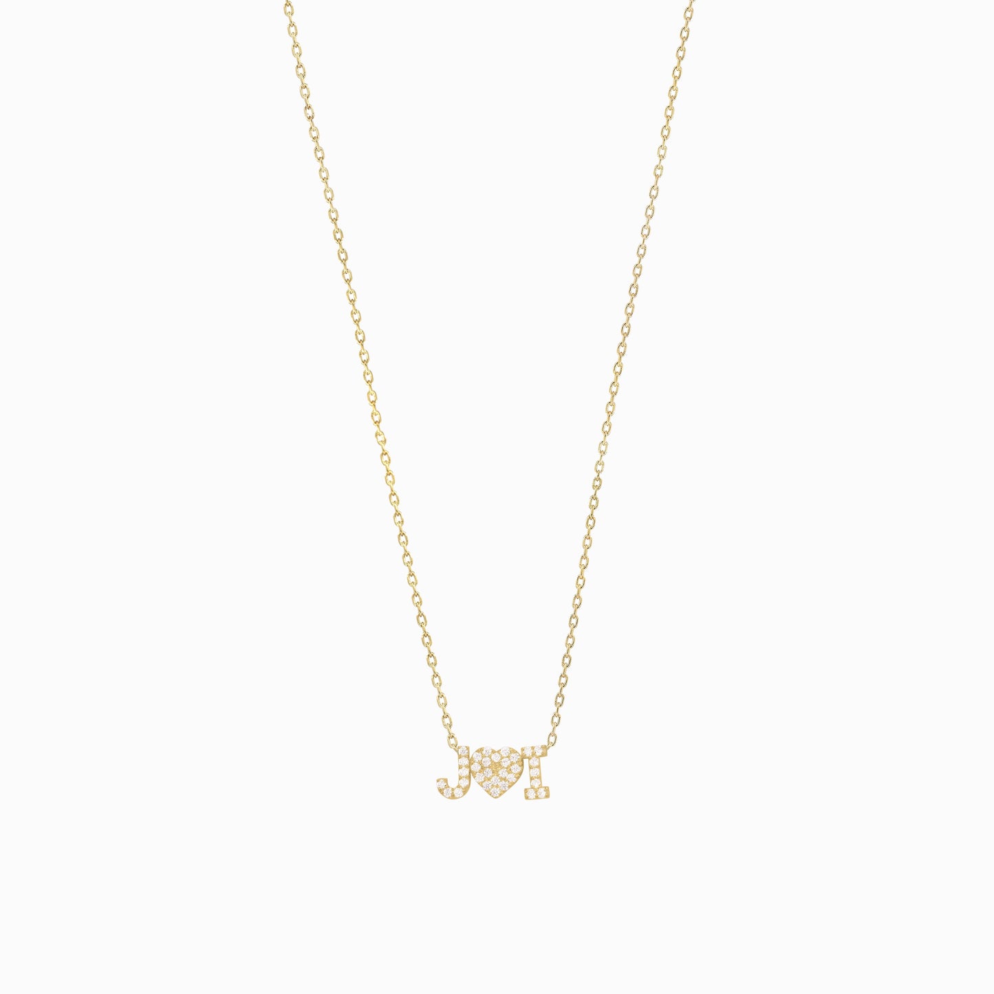 Custom 2 Letter Heart Pavé Lab Diamond Necklace 14K Gold