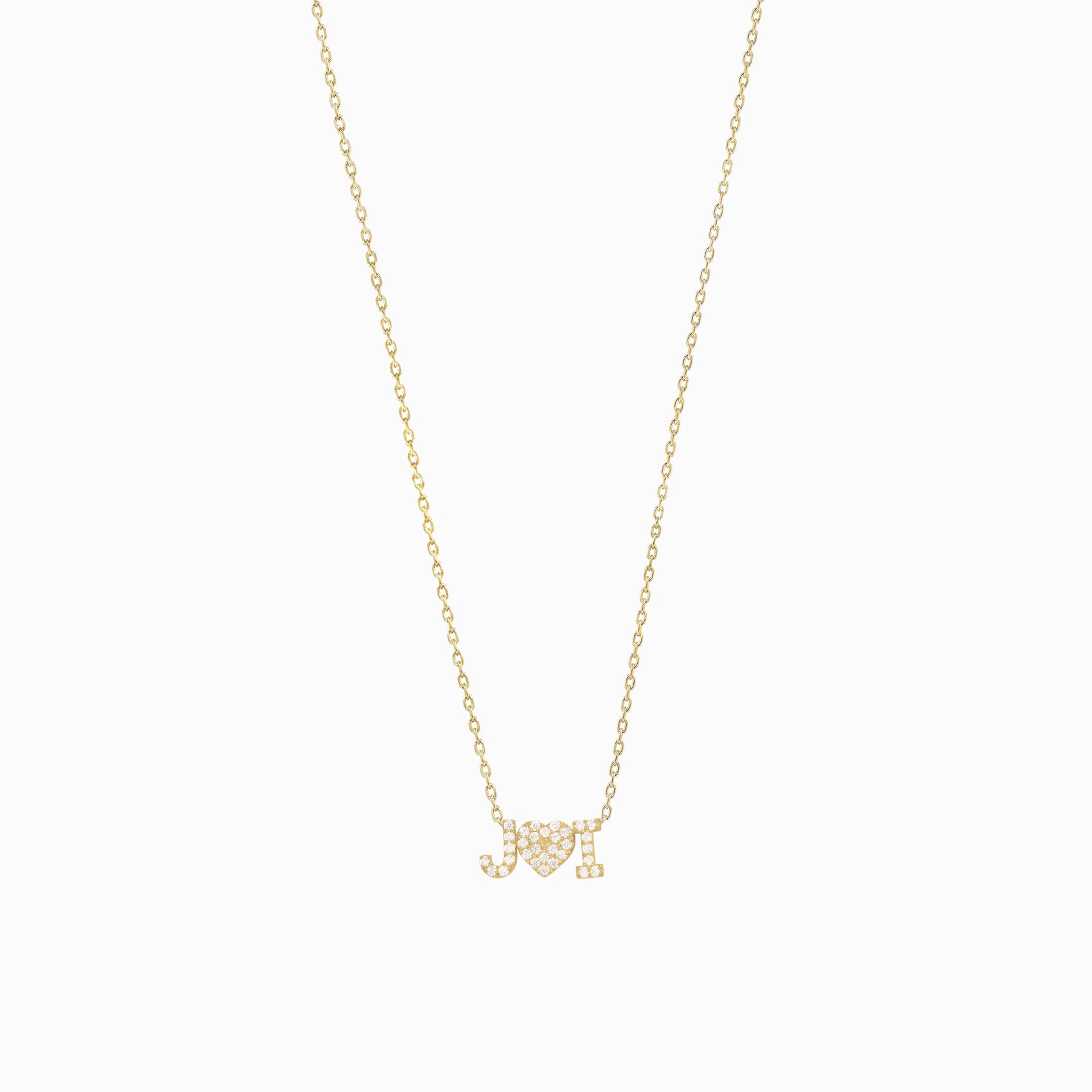 Custom 2 Letter Heart Pavé Lab Diamond Necklace 14K Gold