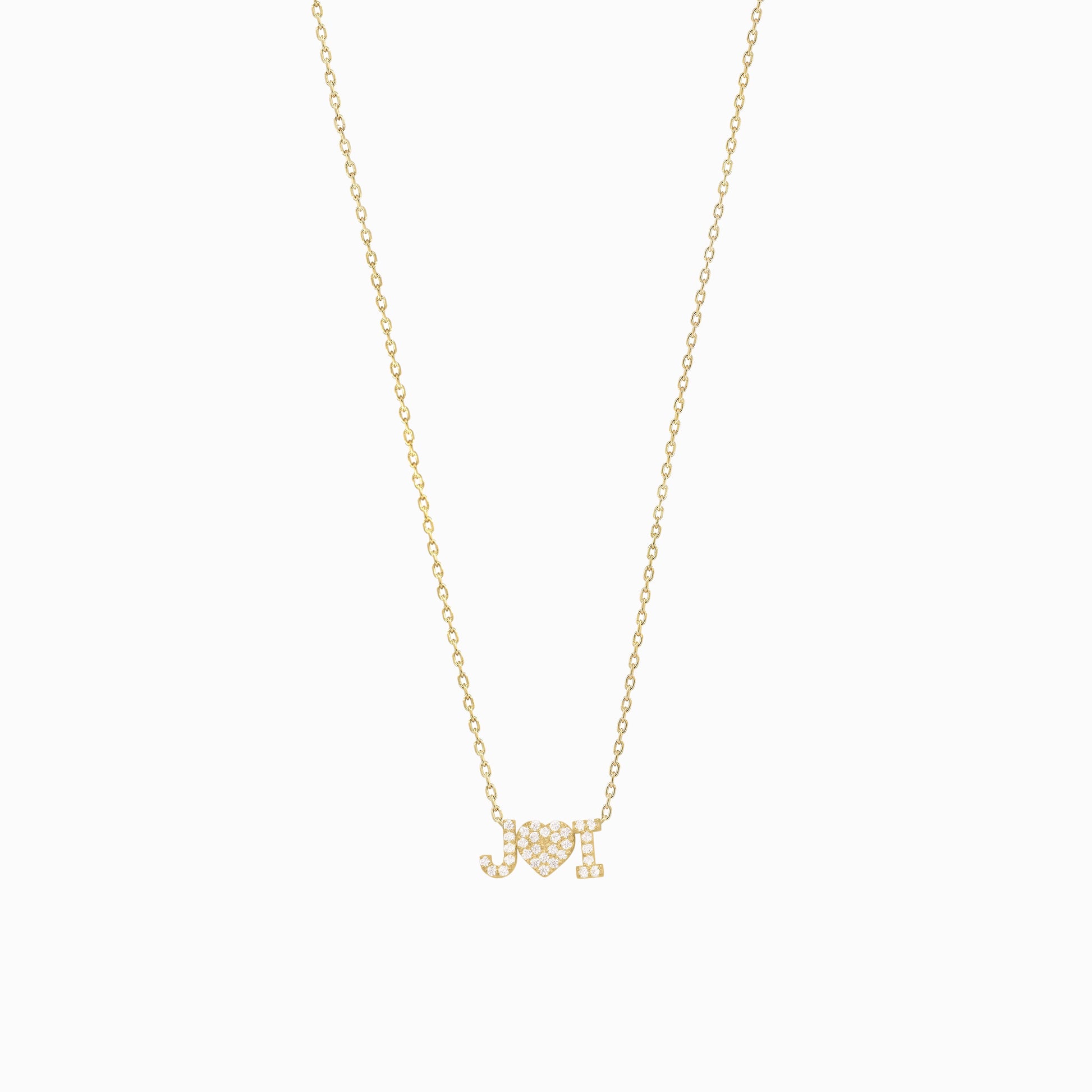 Custom 2 Letter Heart Pavé Lab Diamond Necklace 14K Gold