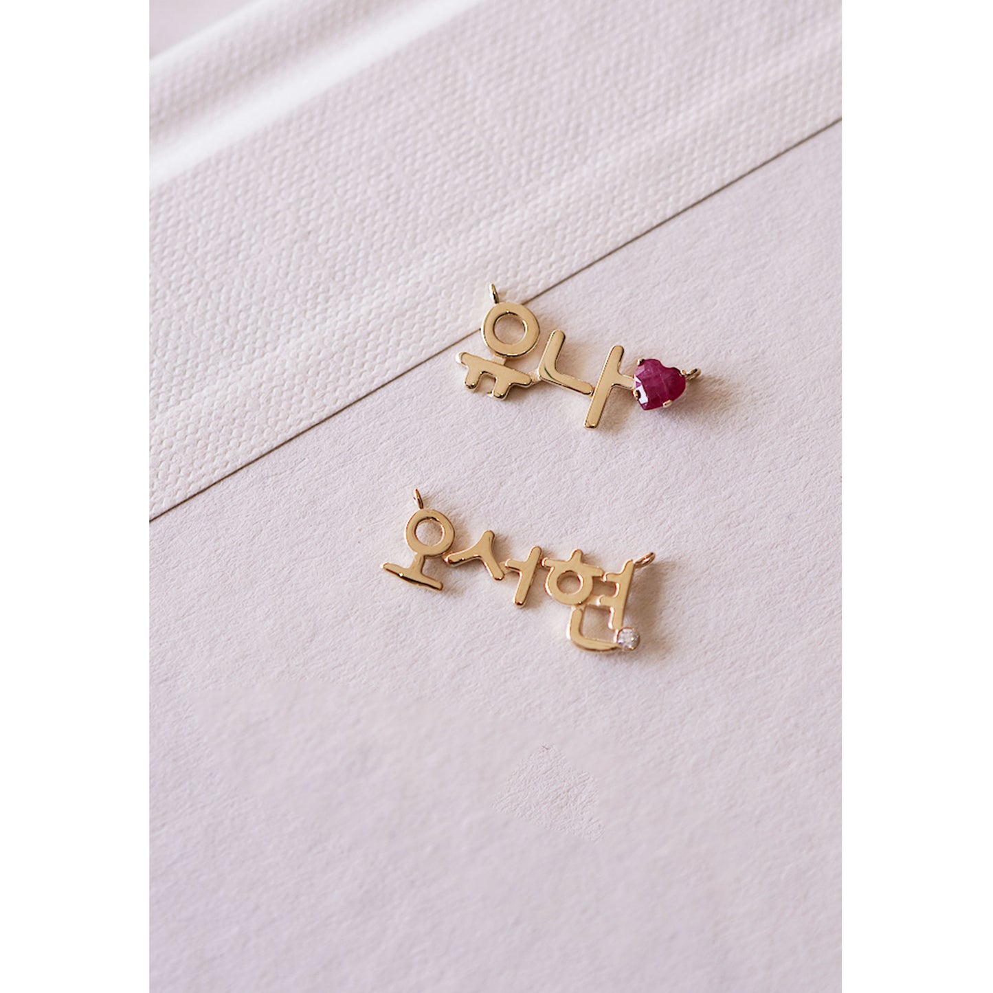 Korean Custom Name Birthstone Necklace in 14K Solid Gold – Personalized