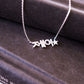 Korean Custom Name and Star Pavé Lab Diamond Necklace in 14K Solid Gold – Personalized Name