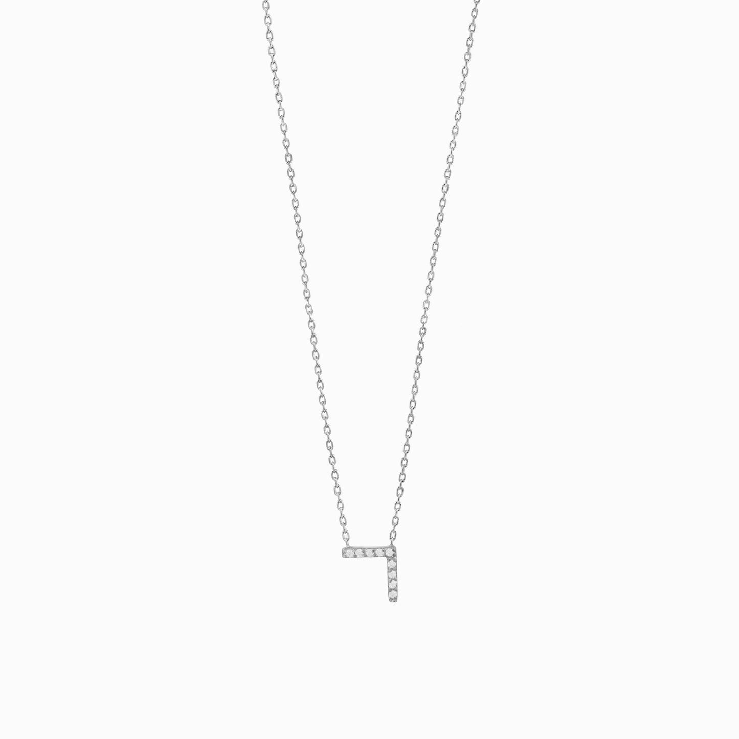 Hangul Korean Letter Pavé Lab Diamond Necklace Sterling Silver ㄱ