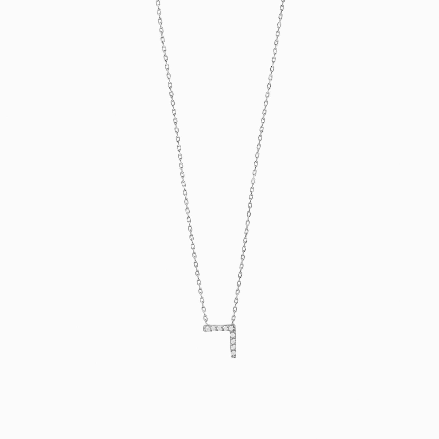Hangul Korean Letter Pavé Lab Diamond Necklace Sterling Silver ㄱ