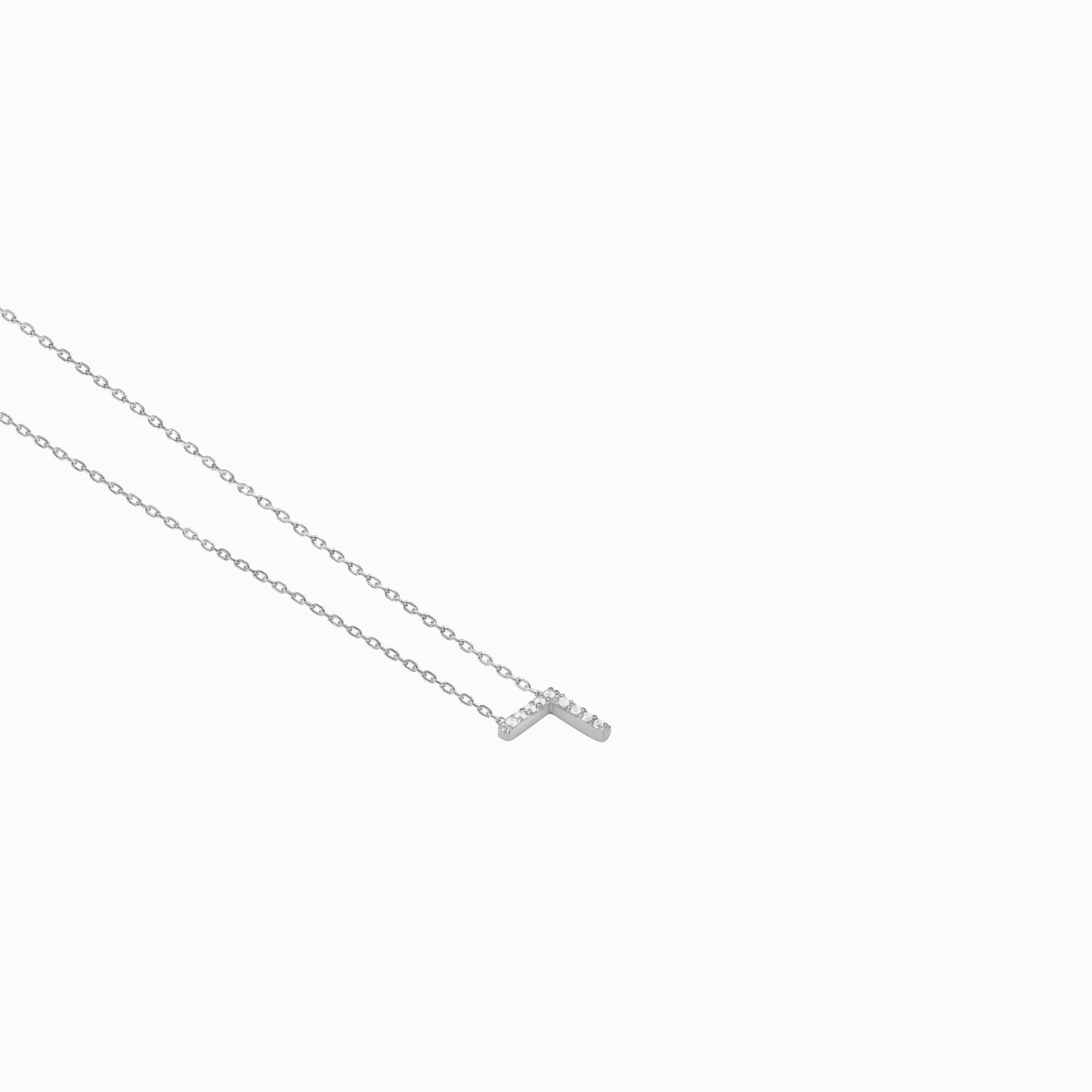 Hangul Korean Letter Pavé Lab Diamond Necklace Sterling Silver ㄱ