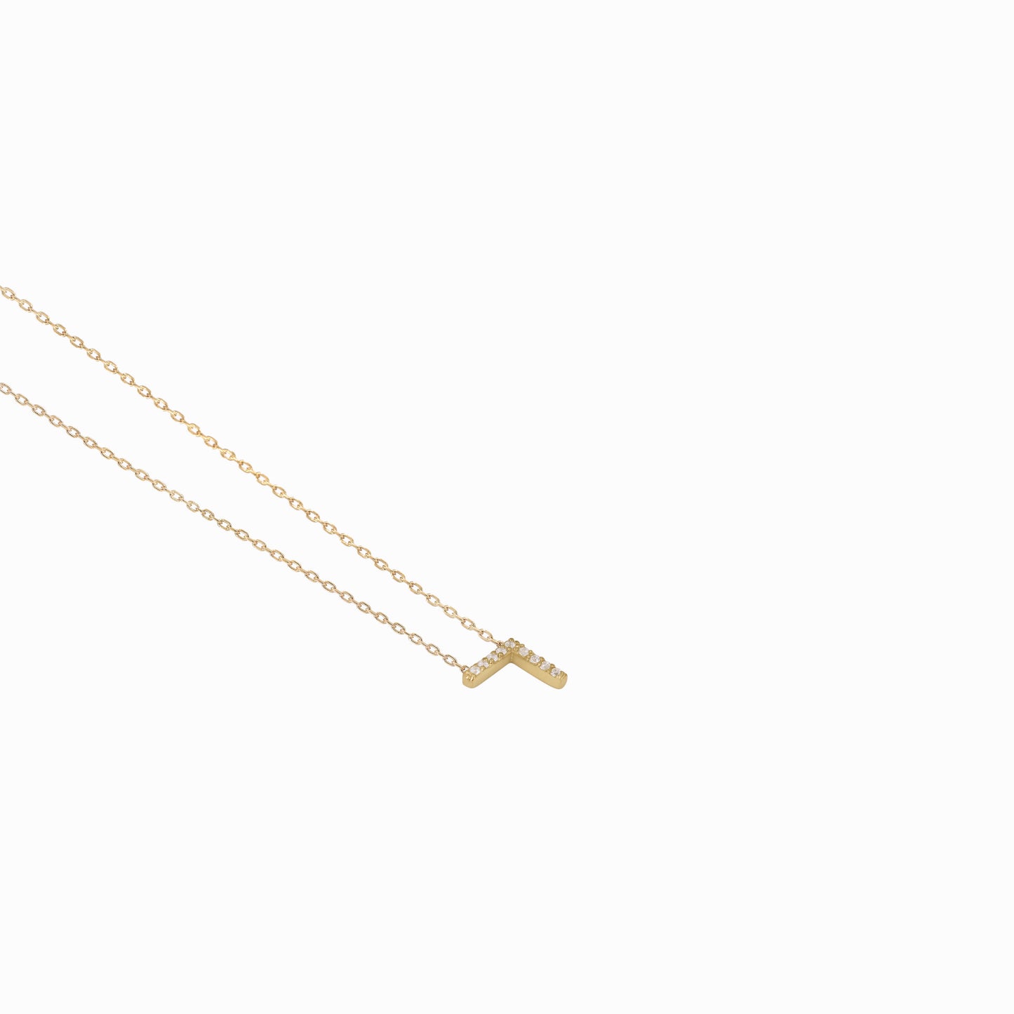Hangul Korean Letter Pavé Diamond Necklace 14K Gold ㄱ