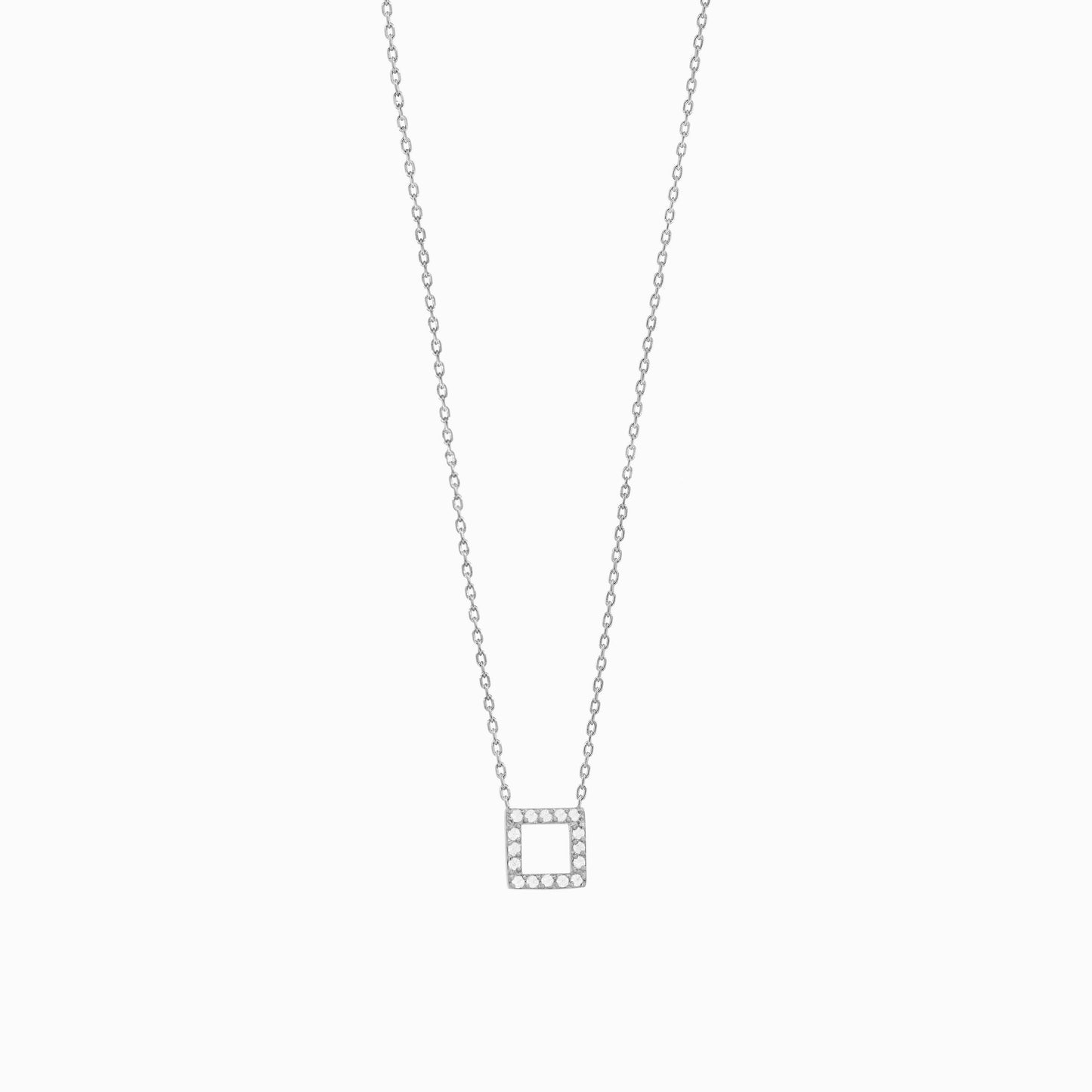 Hangul Korean Letter Pavé Lab Diamond Necklace Sterling Silver ㅁ