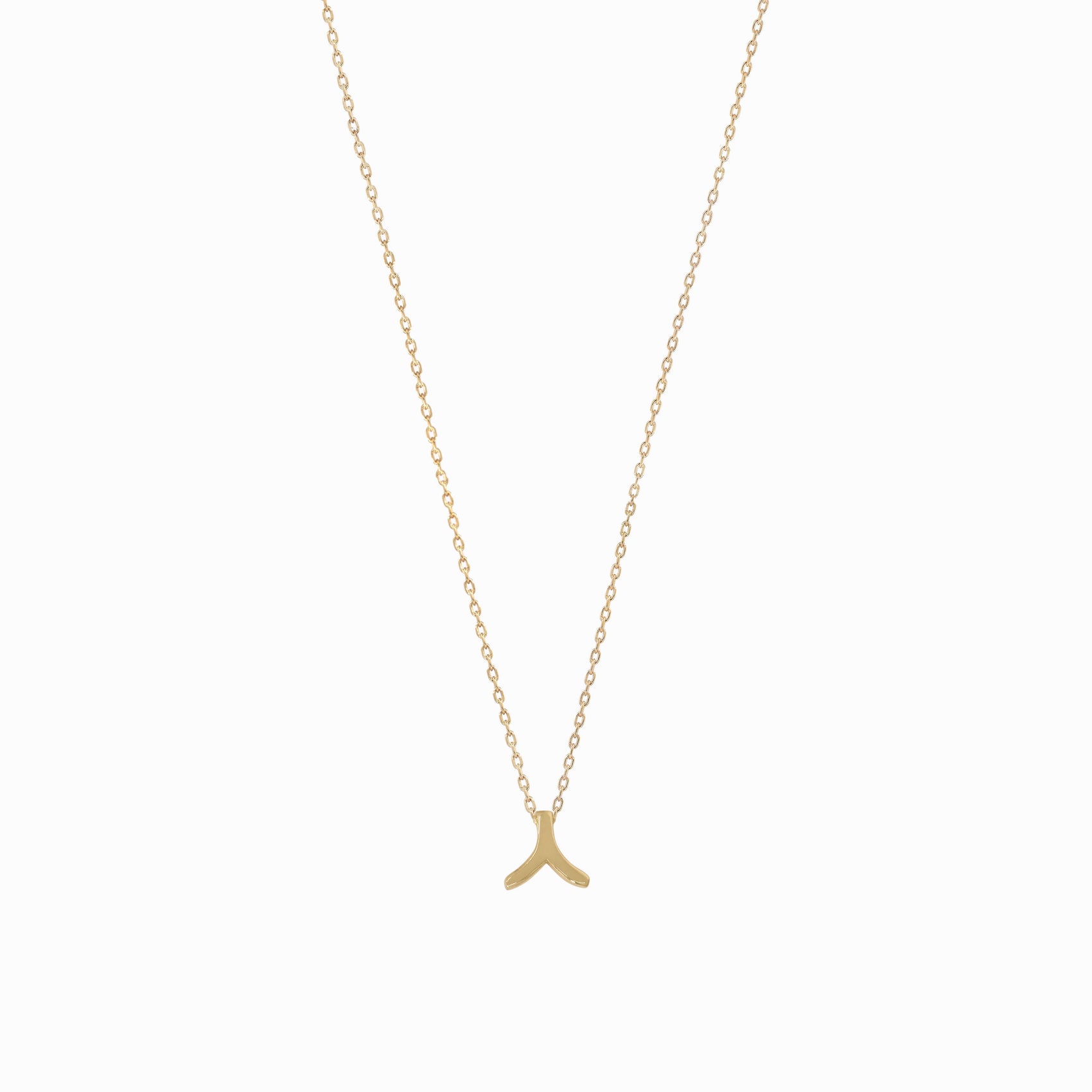 Hangul Korean Letter Solid Gold Necklace ㅅ