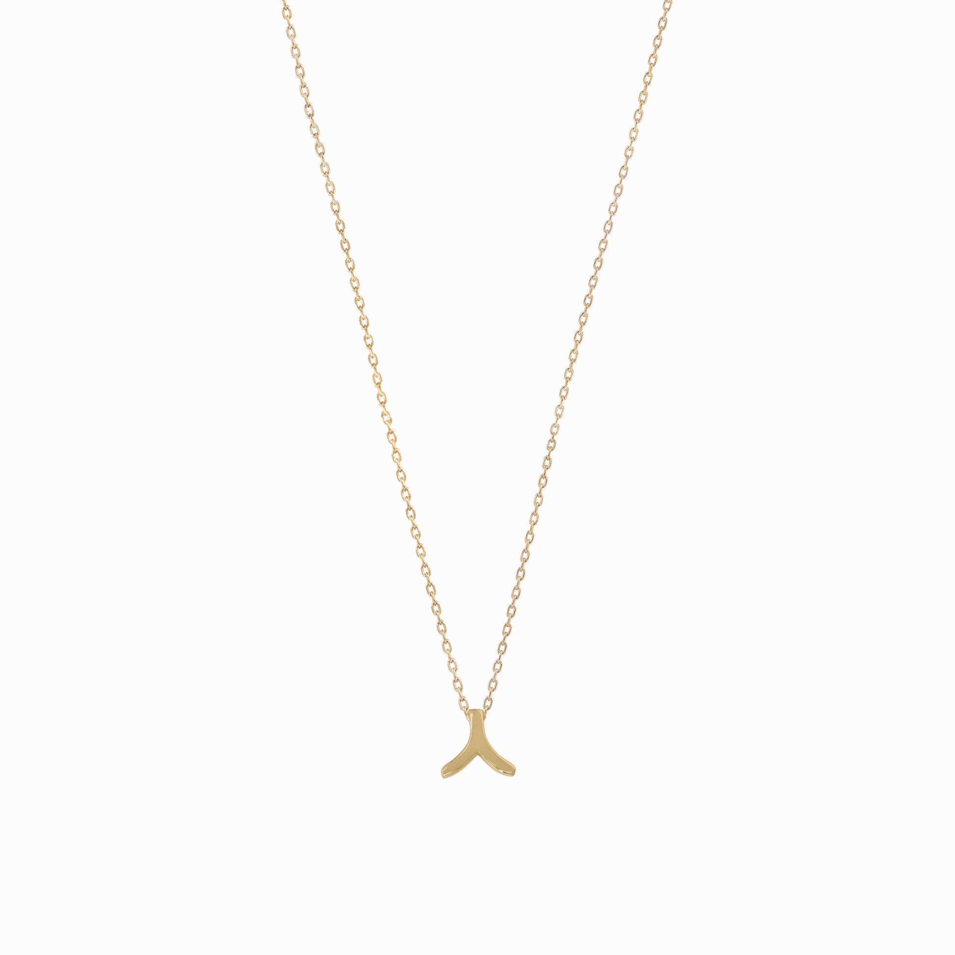 Hangul Korean Letter Solid Gold Necklace ㅅ