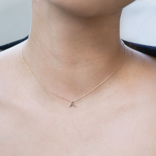 Hangul Korean Letter Necklace 14K Gold ㅅ