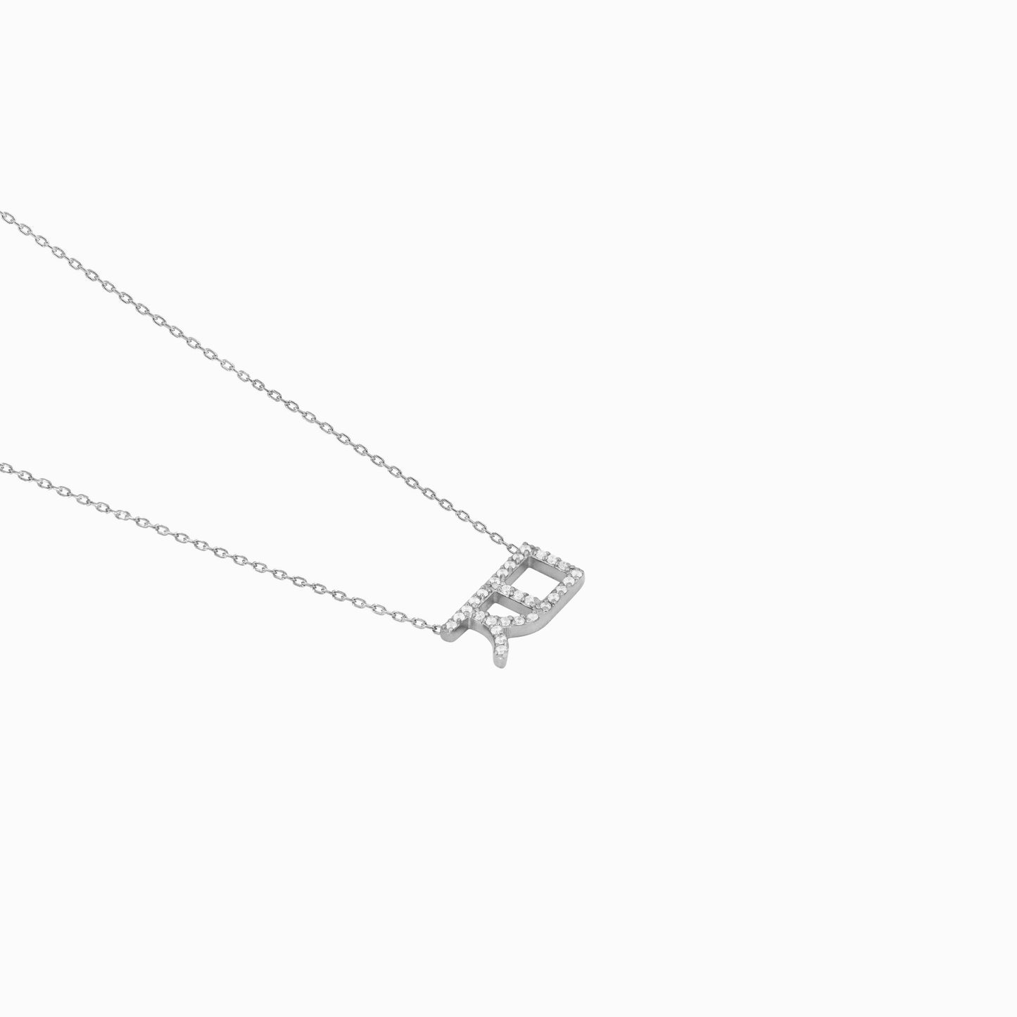 Hangul Korean Letter Pavé Lab Diamond Necklace Sterling Silver ㅈㅁ
