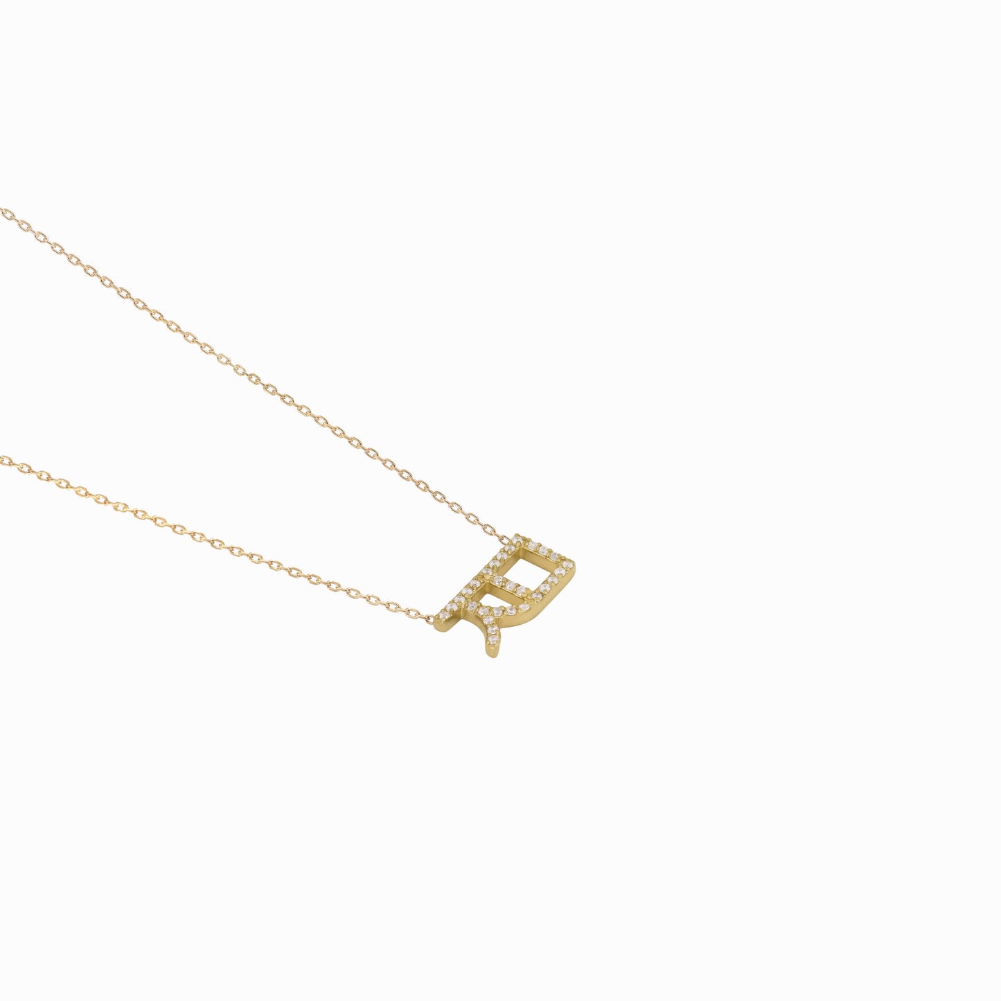 Korean Hangul LetterPavé Lab Diamond Necklace 14K Solid Gold ㅈㅁ
