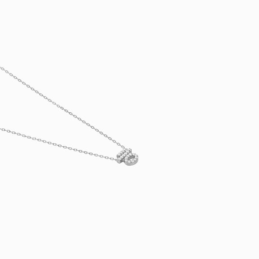 Hangul Korean Letter Pavé Lab Diamond Necklace Sterling Silver ㅎ