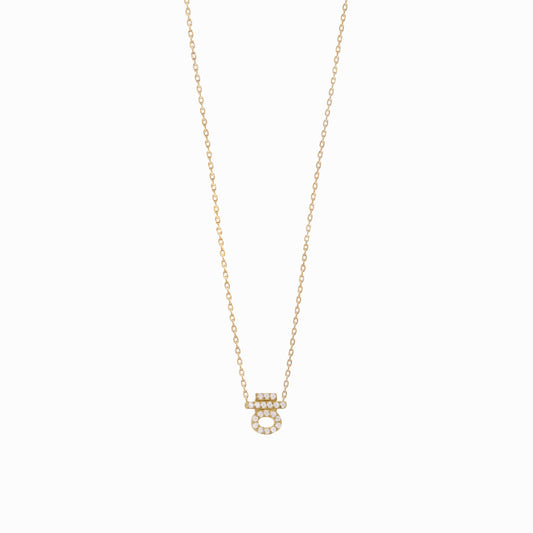 Hangul Korean Letter Diamond Solid Gold Necklace ㅎ
