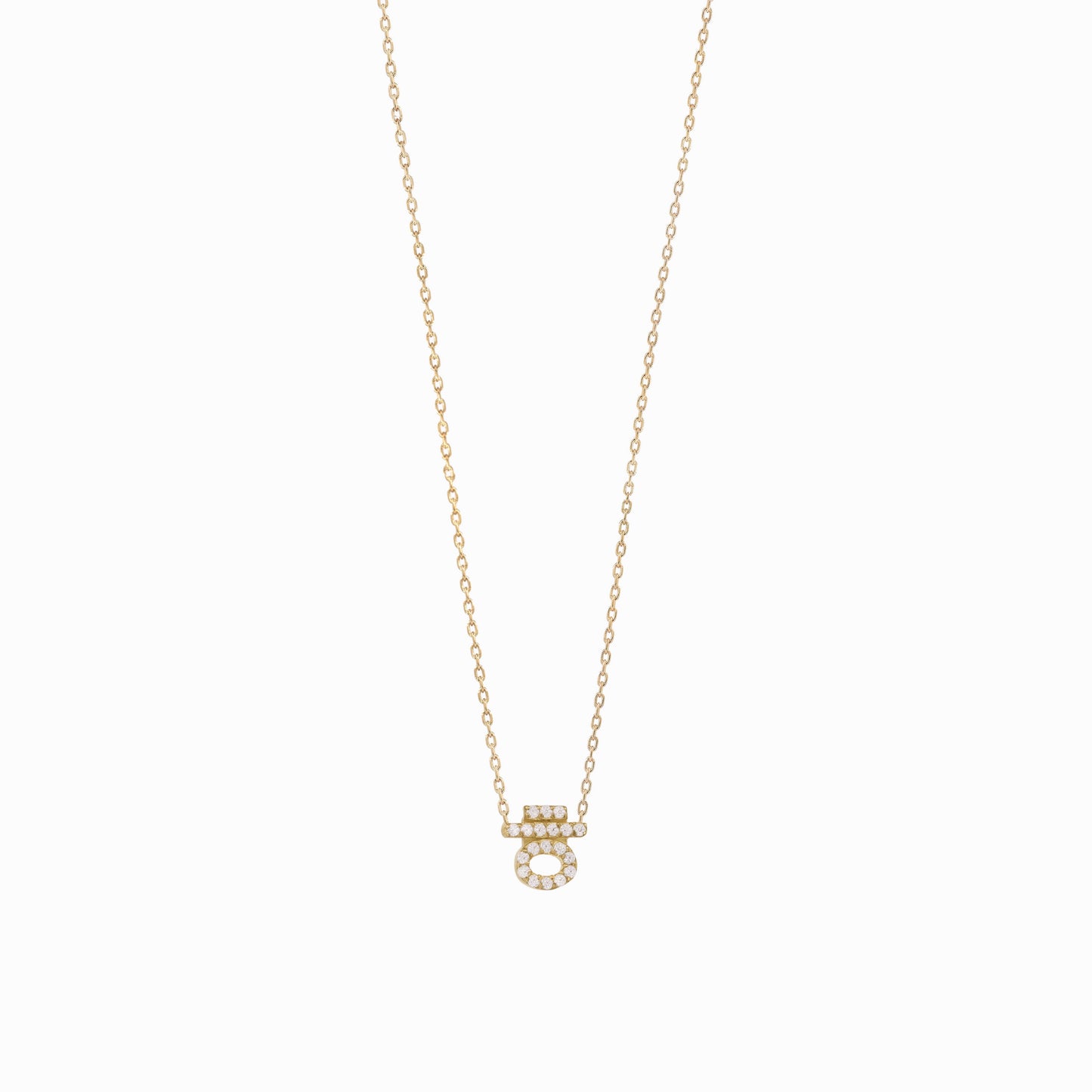 Hangul Korean Letter Diamond Solid Gold Necklace ㅎ
