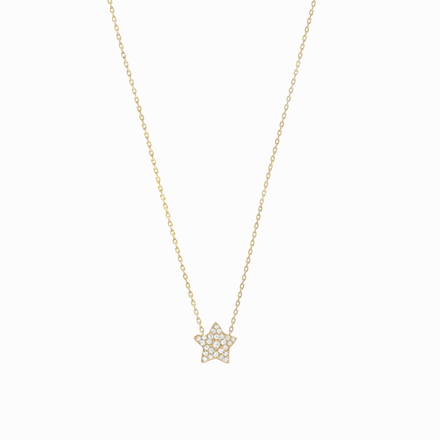 Star Origami Pavé Lab Diamond Necklace 14K Gold