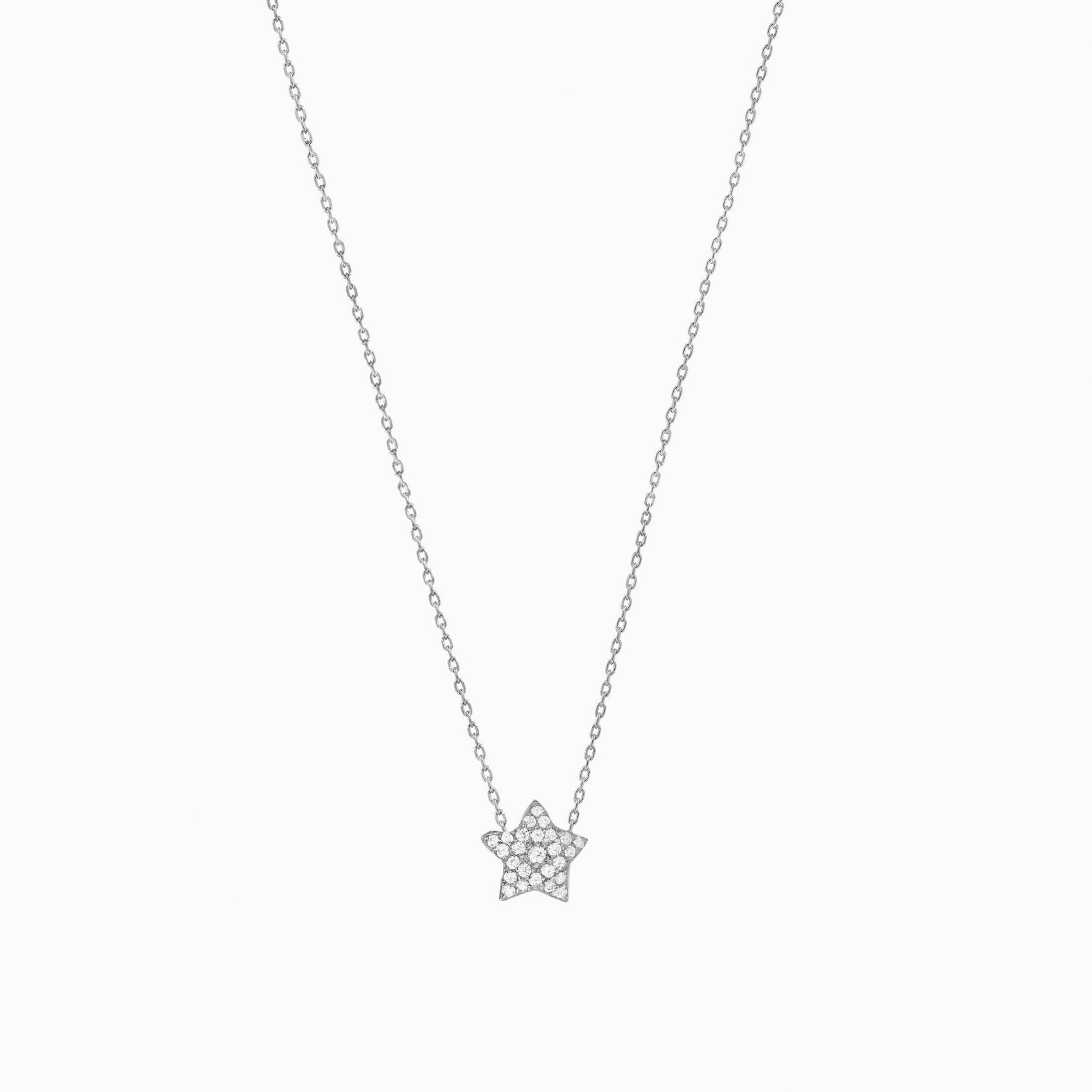 Star Origami Pavé Lab Diamond Necklace Sterling Silver