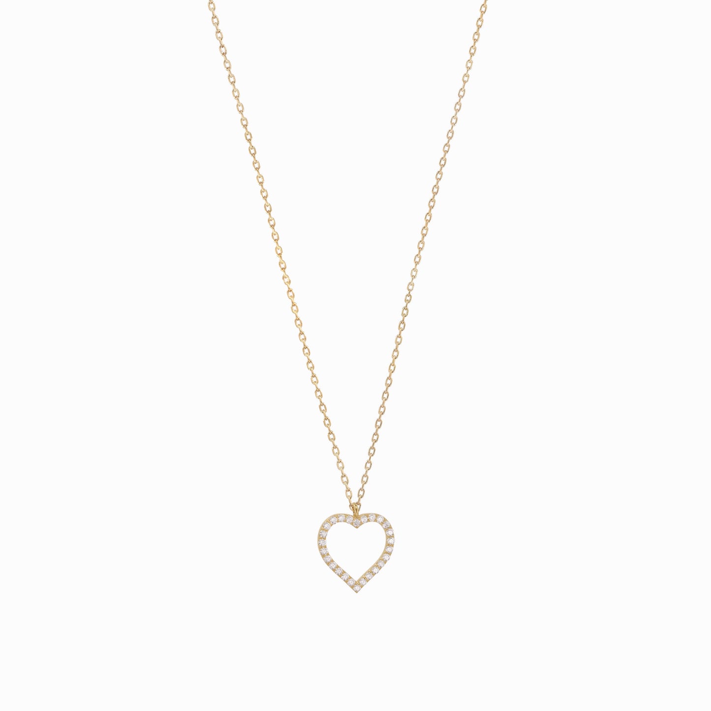 Open Heart Pavé Lab Diamond Necklace Sterling Silver