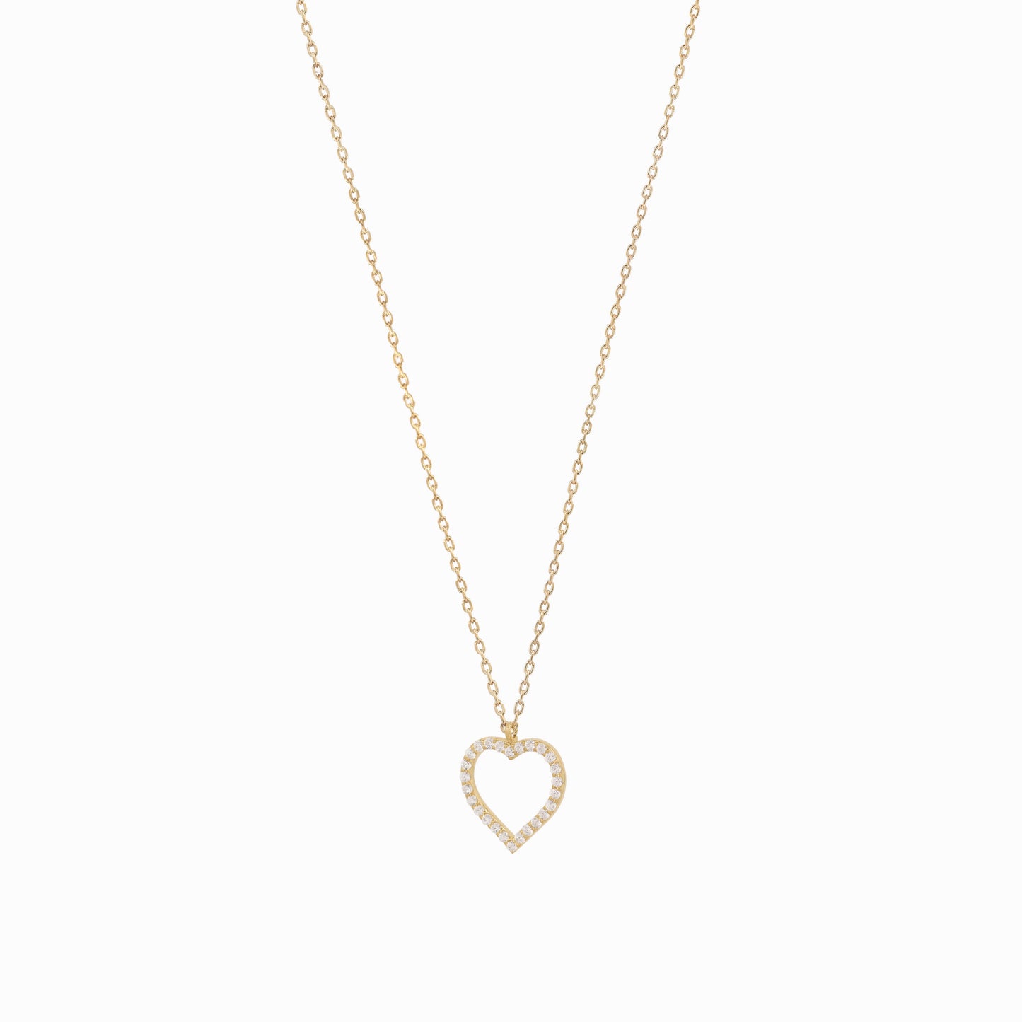 Open Heart Pavé Lab Diamond Necklace Sterling Silver