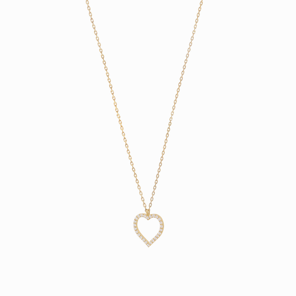 
          
          Load image into Gallery viewer, Open Heart Pavé Diamond Solid Gold Necklace
          
          