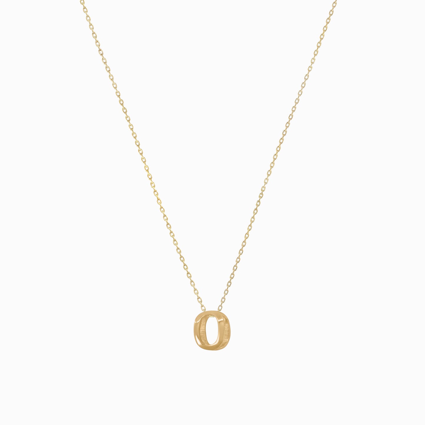 Eclipse O Initial Letter Necklace 14K Solid Gold