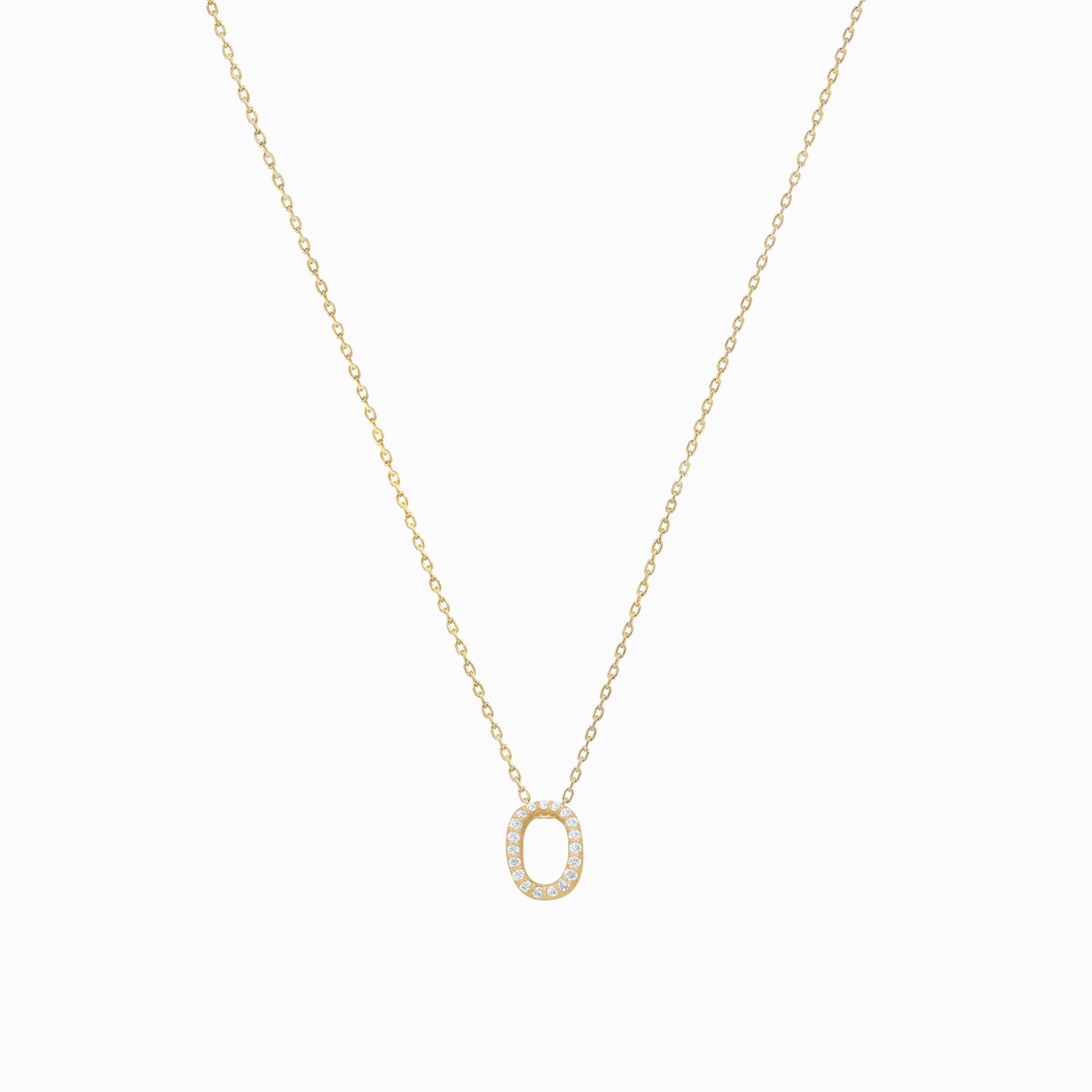 Eclipse O Initial Letter Pavé Lab Diamond Necklace 14K Solid Gold