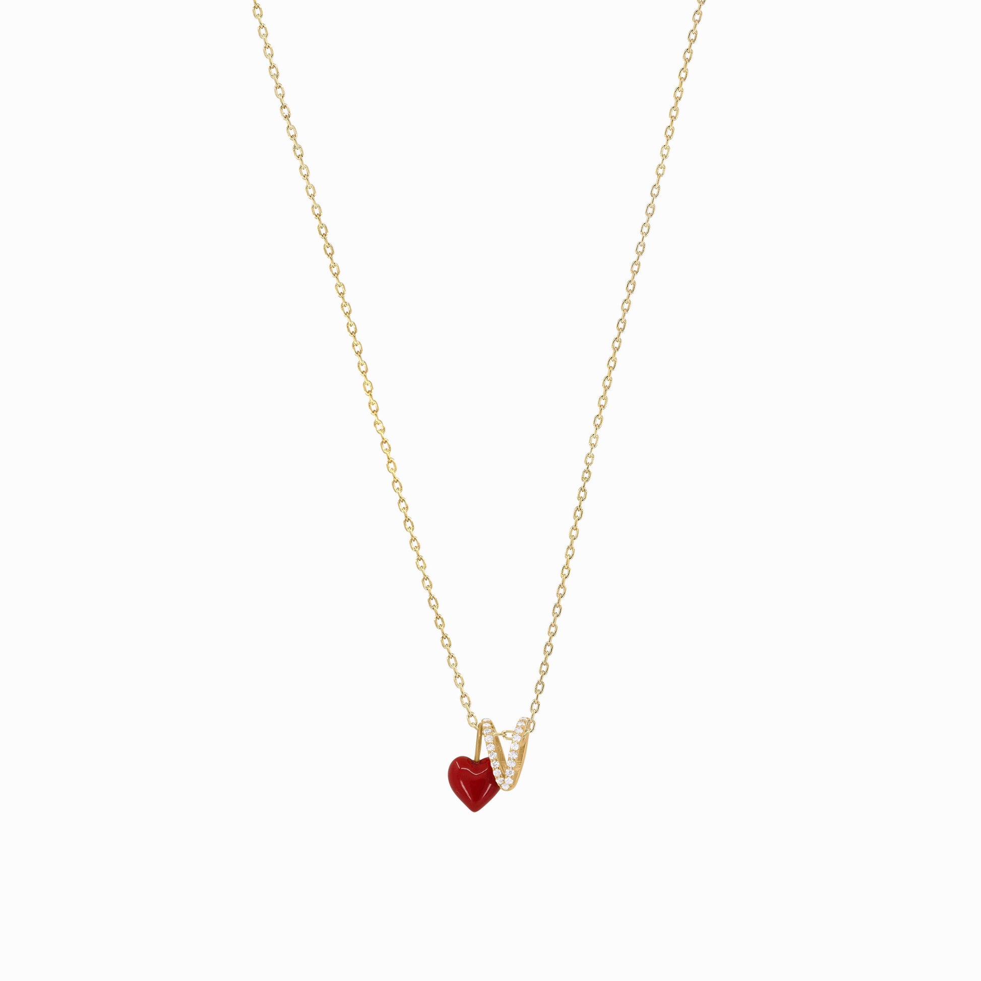 Eclipse V Initial Letter Pavé Lab Diamond Necklace 14K Solid Gold