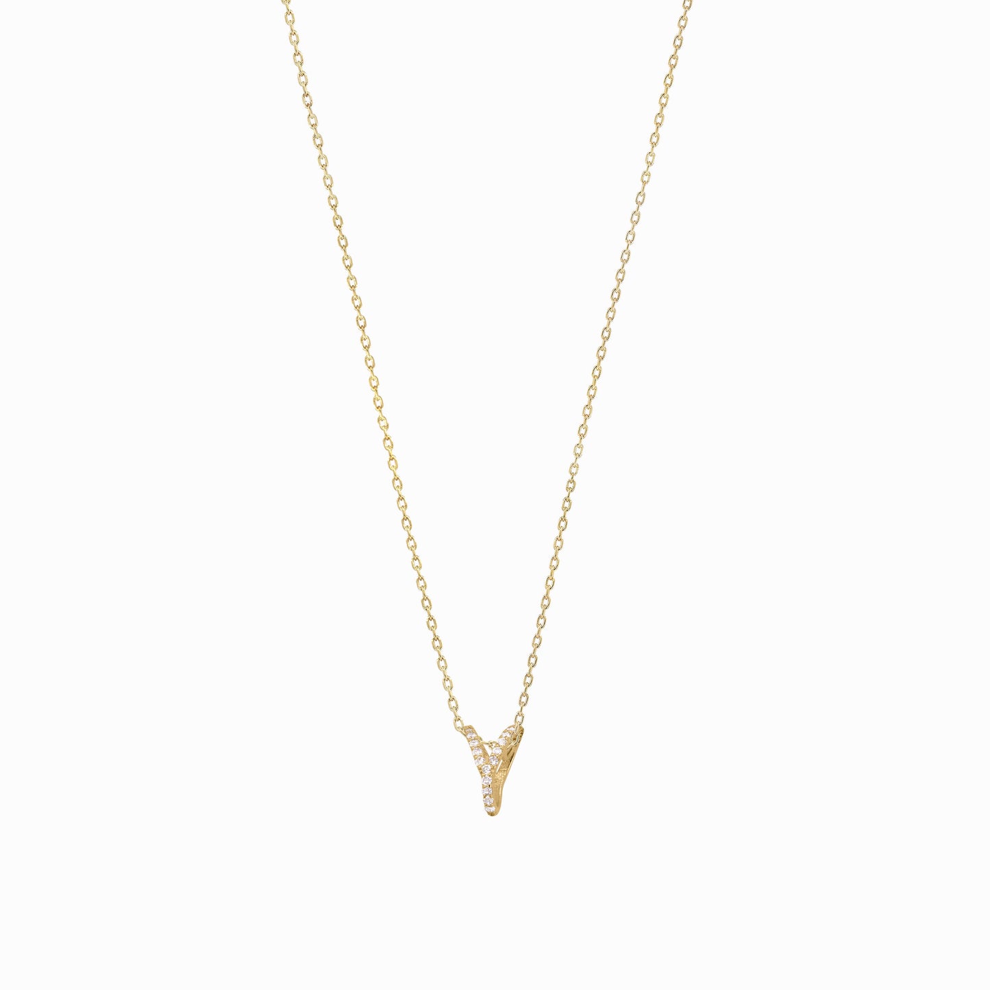Eclipse Y Initial Letter Pavé Lab Diamond Necklace 14K Solid Gold