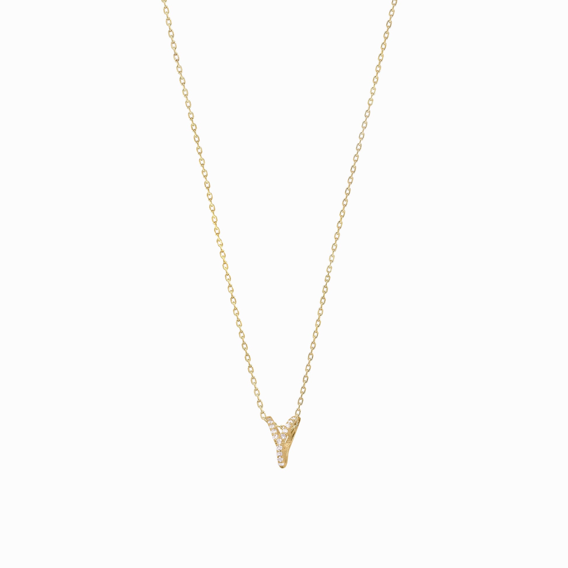 Eclipse Y Initial Letter Pavé Lab Diamond Necklace 14K Solid Gold