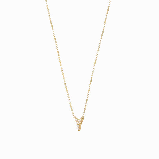Eclipse Y Initial Letter Pavé Lab Diamond Necklace 14K Solid Gold
