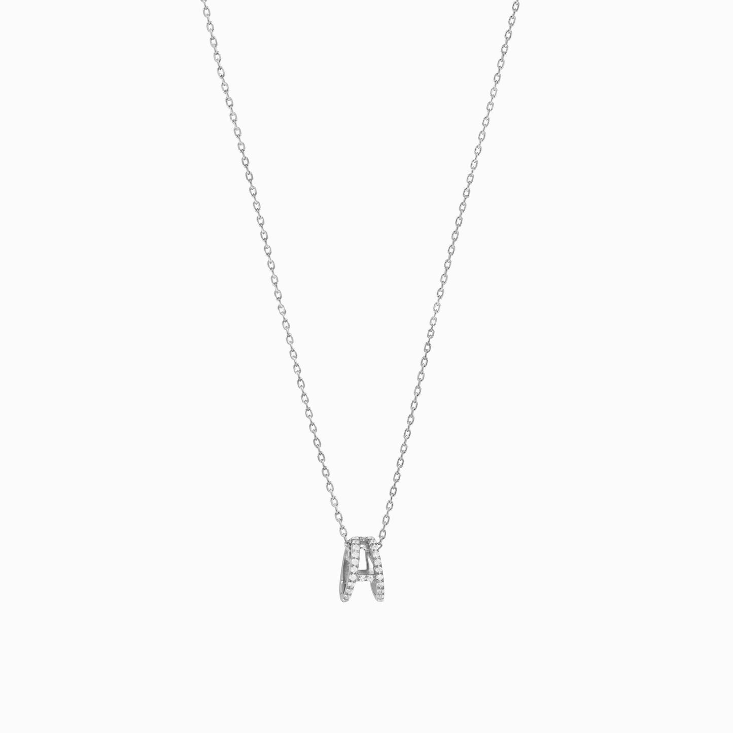 Eclipse A Initial Letter Pavé Lab Diamond Necklace Sterling Silver